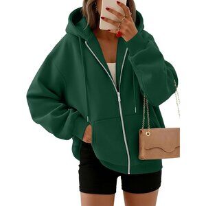 〽️Women's Dark Green Trendy Queen Oversized Sweatshirt Casual Fashion Hoodie